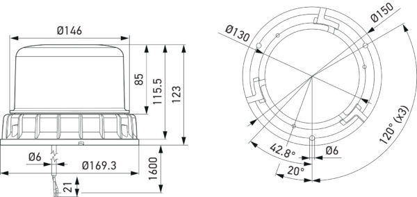LED-Rotating Beacon - K-LED 1.2 - 12/24/10/30V
