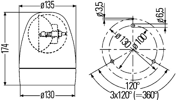 Halogen-Rotating Beacon - KL Rotafix - 24V - yellow (amber) - Image 7