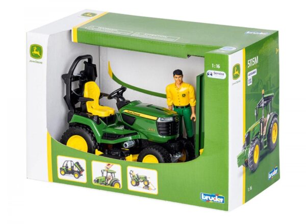 Bruder 09824 John Deere Lawn Tractor with Gardener