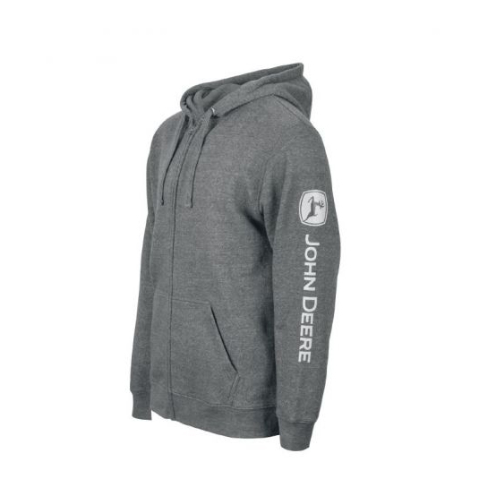 Grey full zip John Deere hoody - Image 2