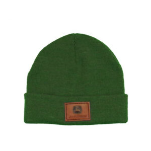John Deere kids’ beanies with premium faux leather patch