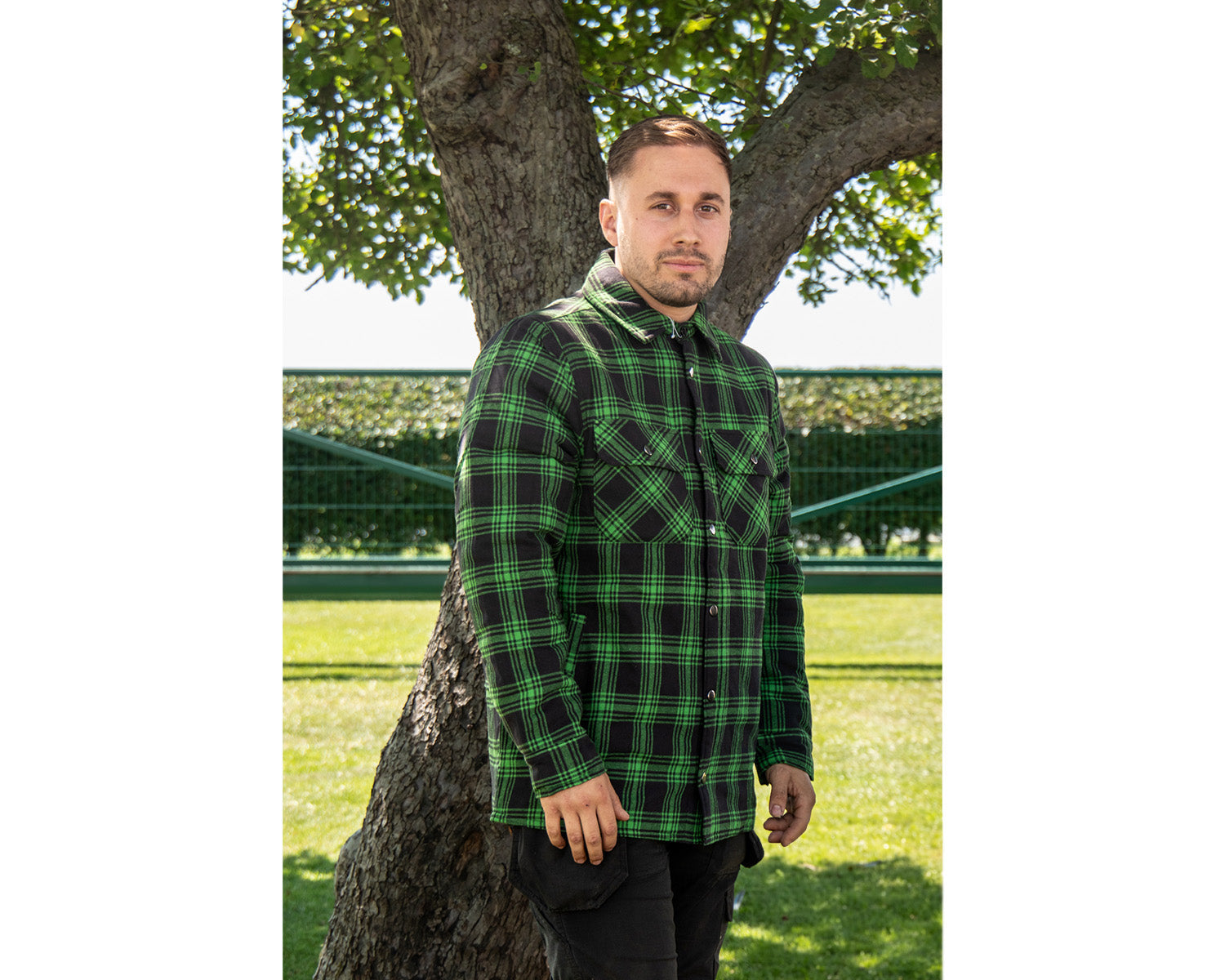 John Deere 365 Green Padded Quilted Checked Shirt