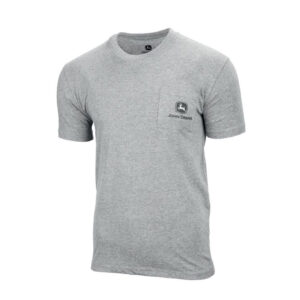 John Deere Adults Grey Logo Pocket T-Shirt