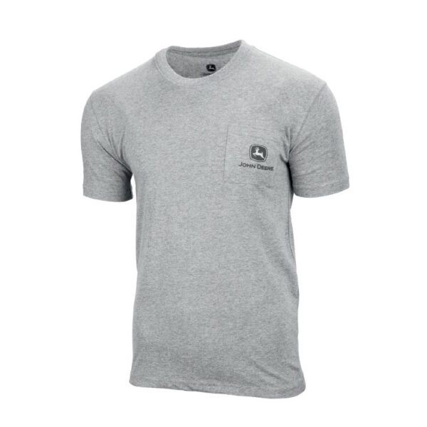 John Deere Adults Grey Logo Pocket T-Shirt