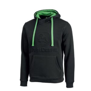 John Deere Adults Embossed Logo Hooded Sweatshirt - Black