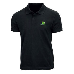 John Deere Adults Field Black Polo Shirt