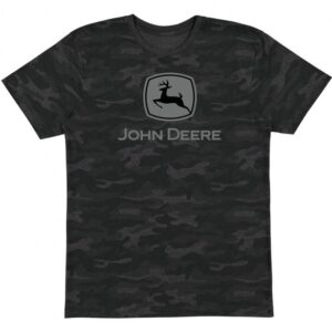 John Deere Adults Black Camo T-Shirt