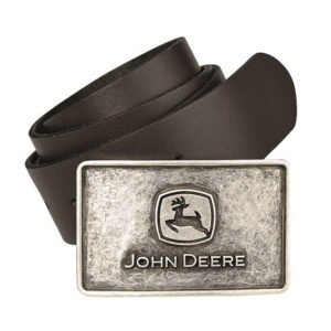 John Deere Leather Belt with Engraved Buckle