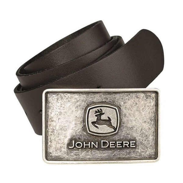John Deere Leather Belt with Engraved Buckle