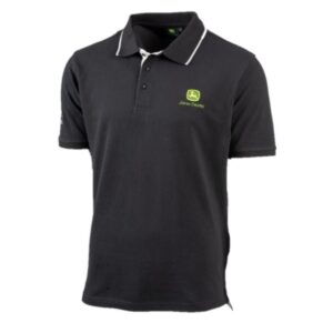 John Deere Adults Black Polo Shirt