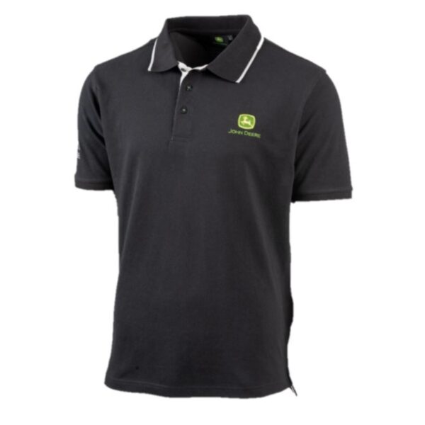 John Deere Adults Black Polo Shirt