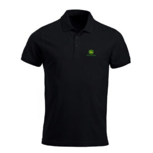 John Deere Adults Black Polo Shirt