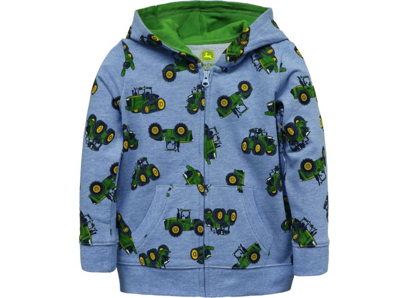 John Deere Kids Grey Tractor Zip Hoodie - MCPB4J363B